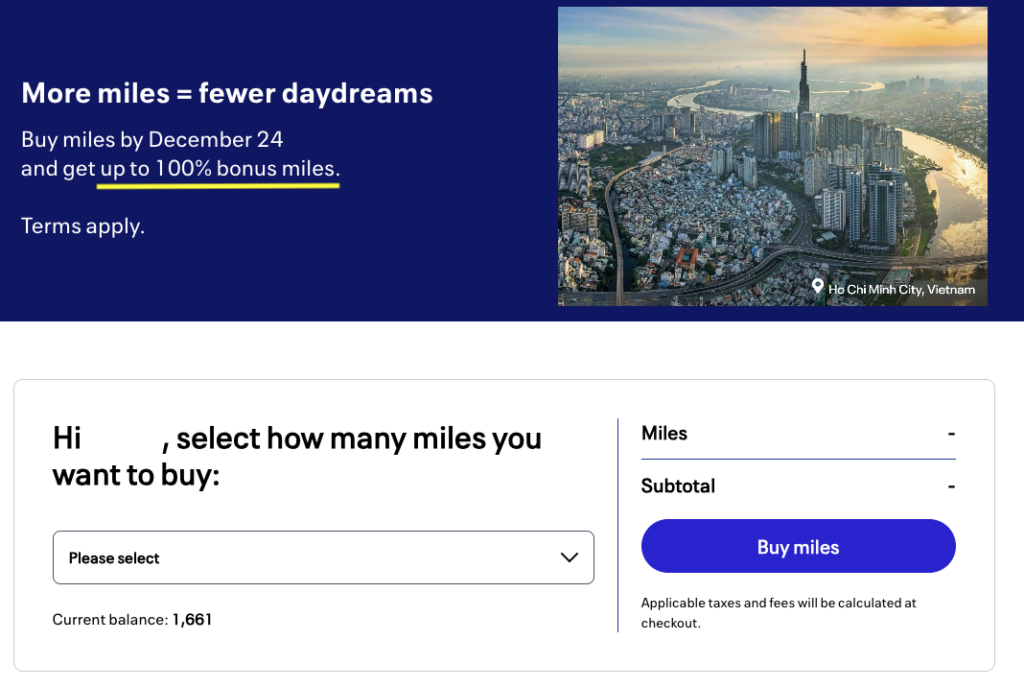 ユナイテッド航空 マイル購入100%ボーナス