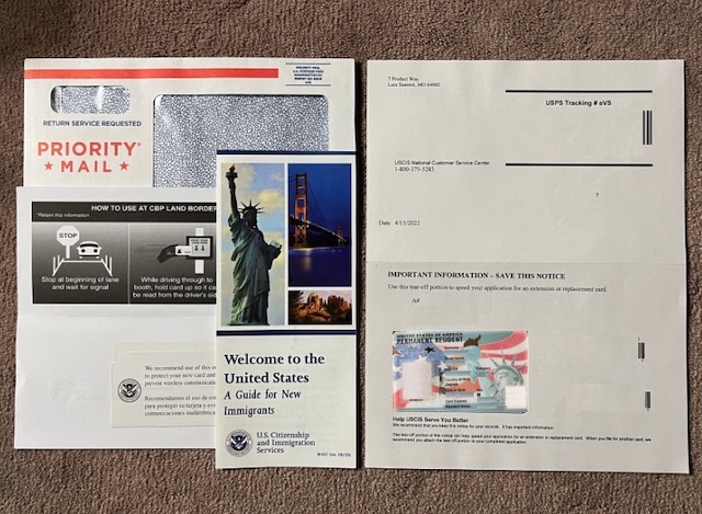 グリーンカード初めての更新 所要日数12日間