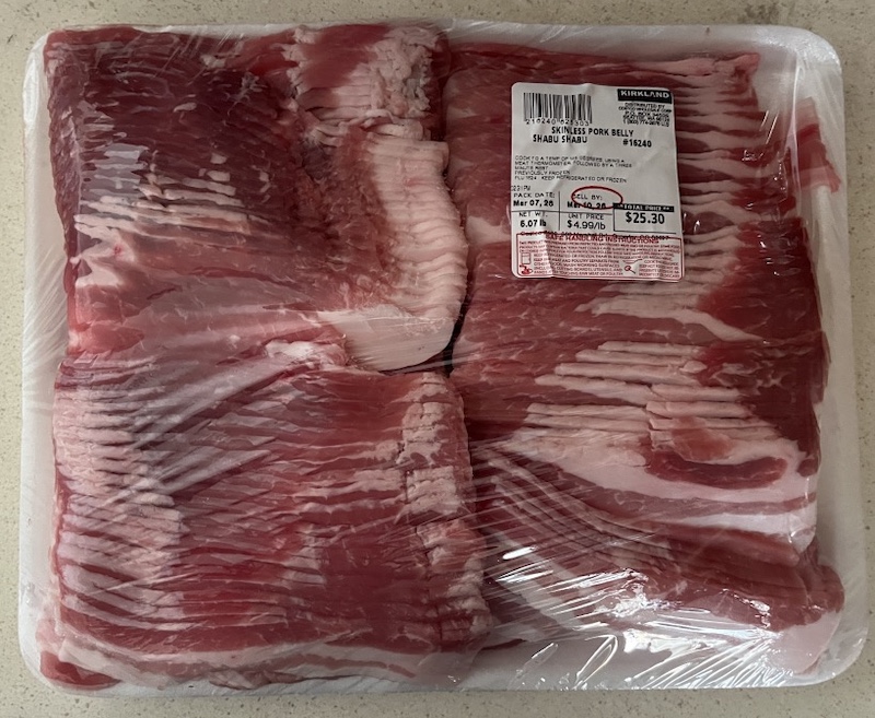 豚肉 しゃぶしゃぶ, アメリカのコスコ COSTCO (日本のコストコ)(March 2026)